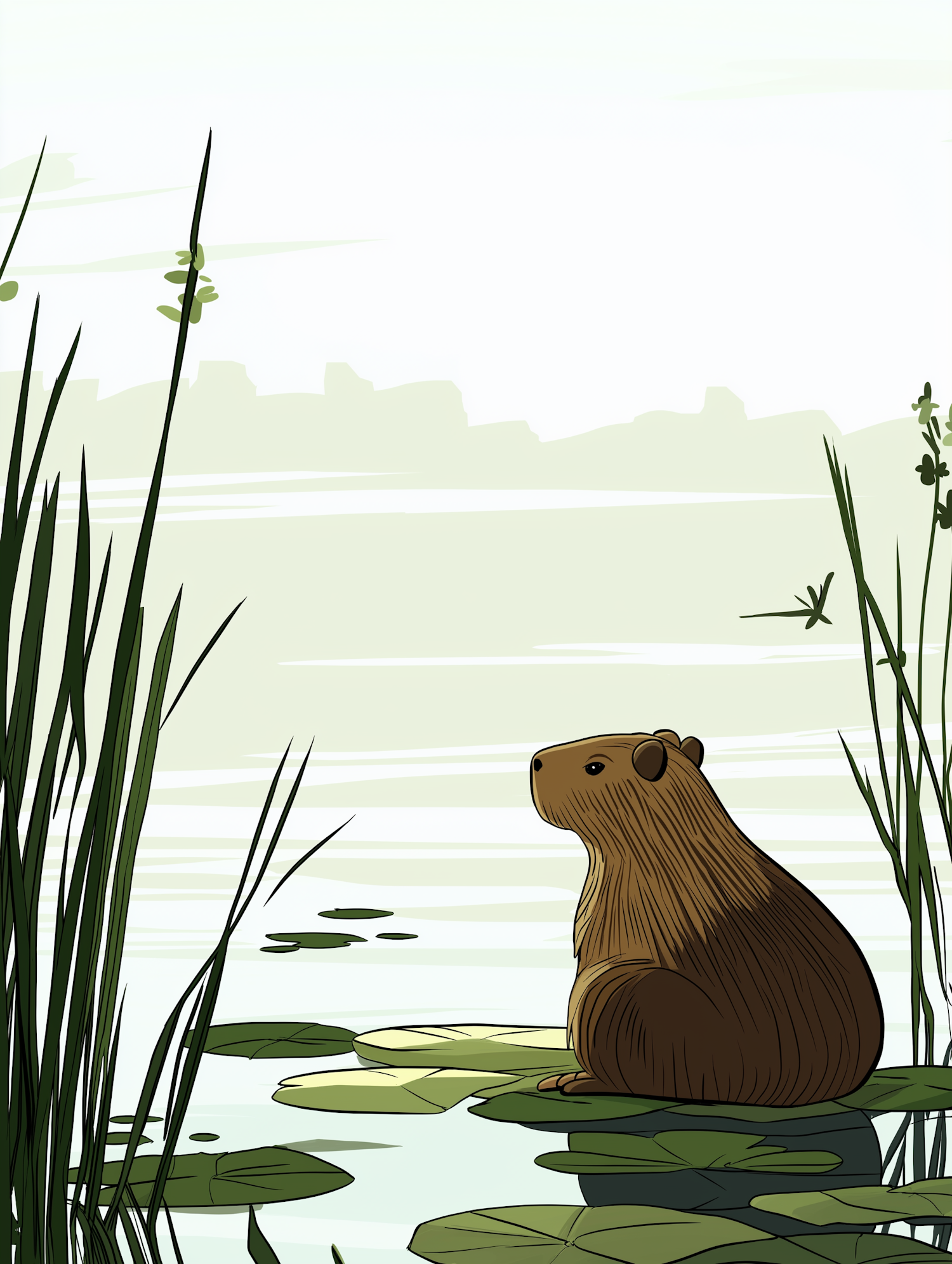 Serene Capybara Illustration