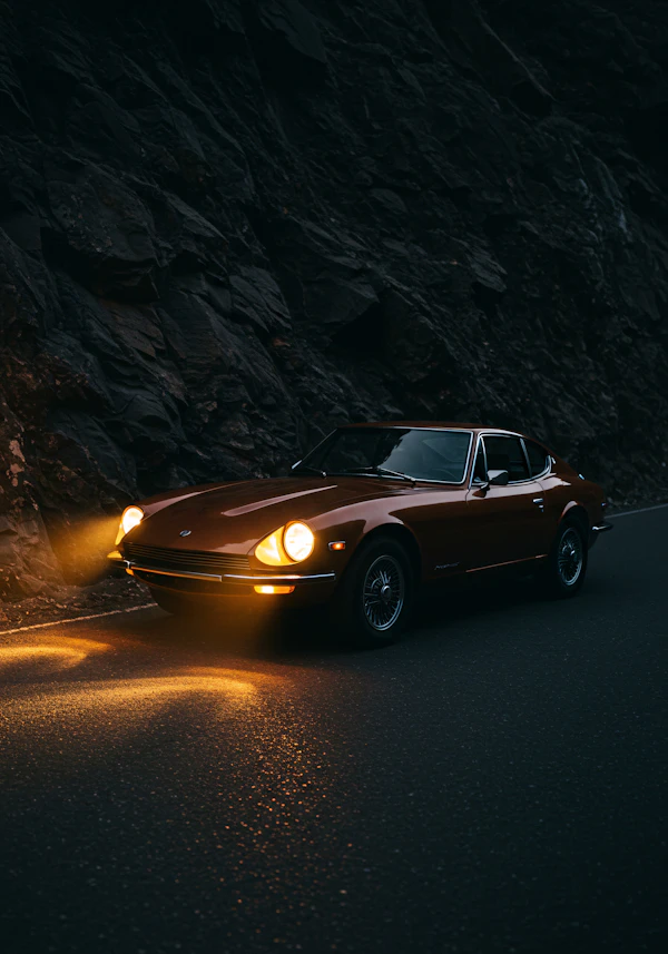 Vintage Car on Cliffside