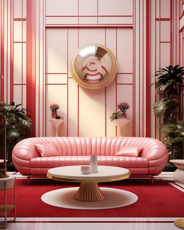 Luxurious Pink and Gold Living Room