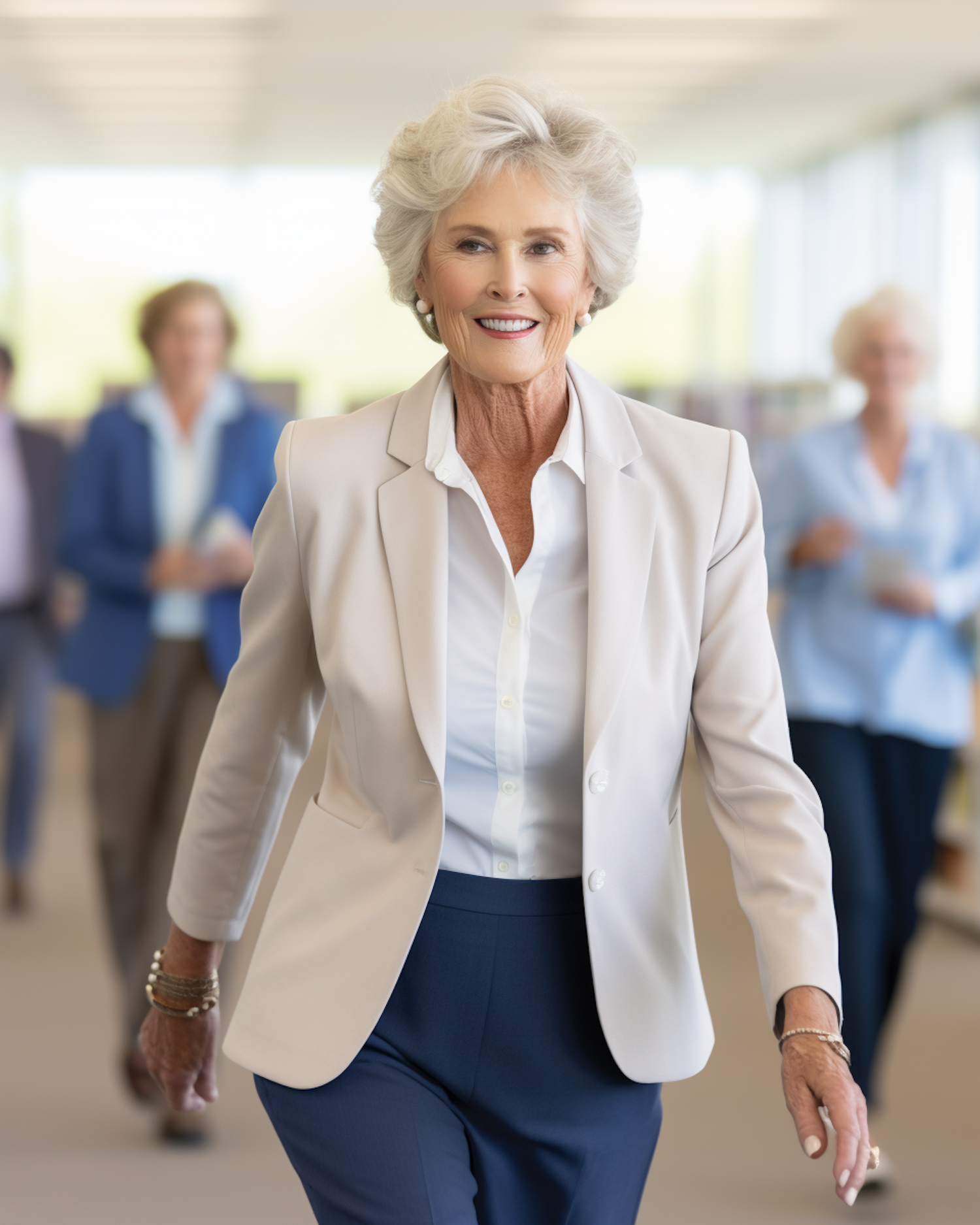 Elegant Silver-haired Professional with a Confident Smile