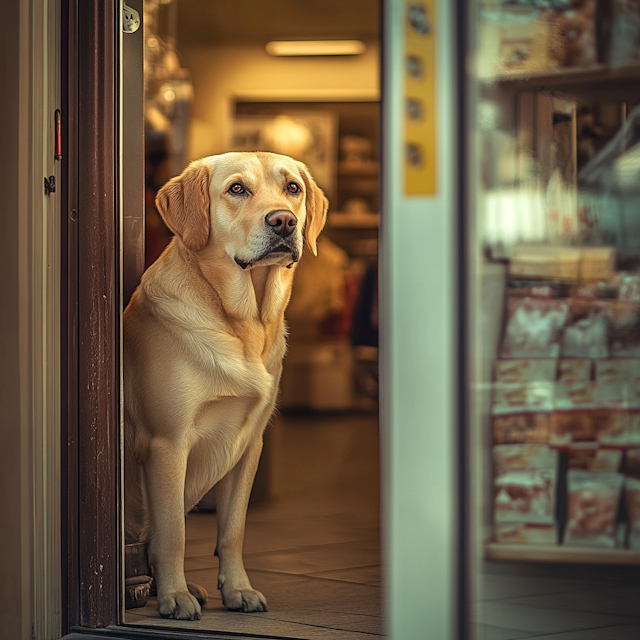 Labrador Retriever in Doorway