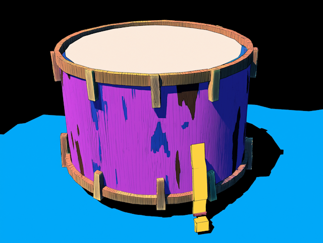 Vibrant Purple Drum with Exclamation Mark