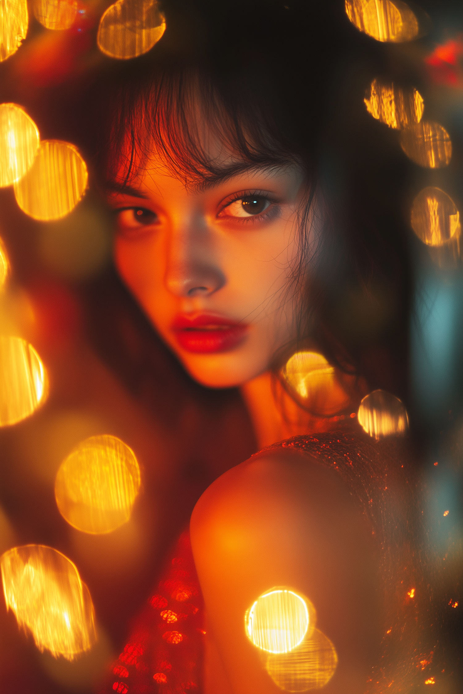 Introspective Portrait with Bokeh Lights