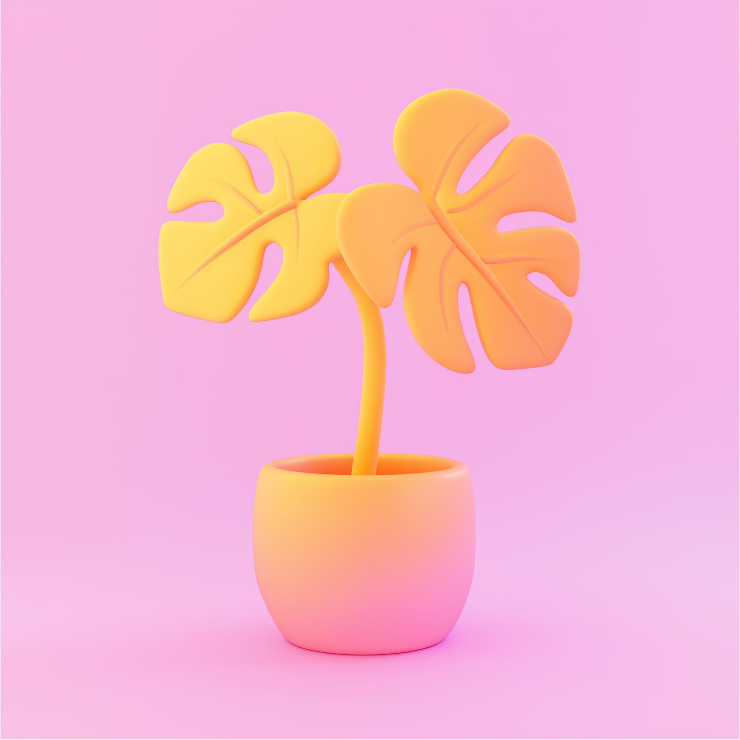 Stylized Monstera Plant Illustration