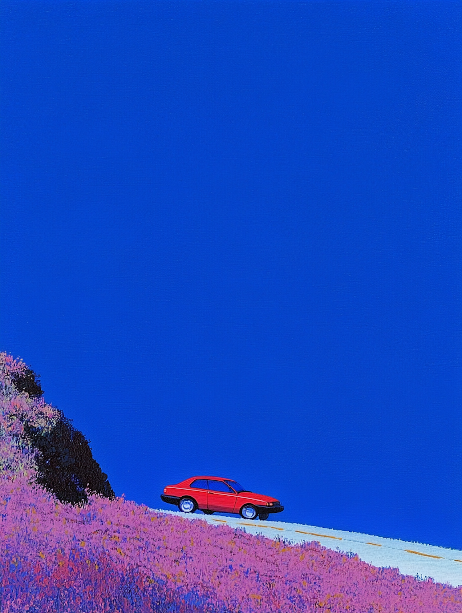 Red Car in Surreal Scene