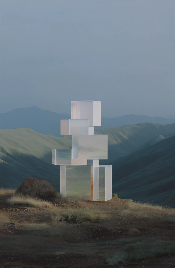 Surreal Glass Cube Scene