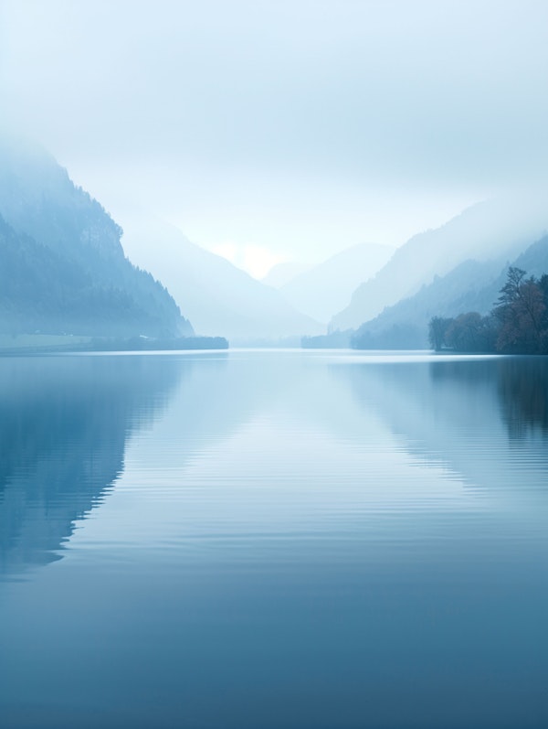 Tranquil Misty Lake Scene