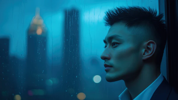 Pensive Man by Window