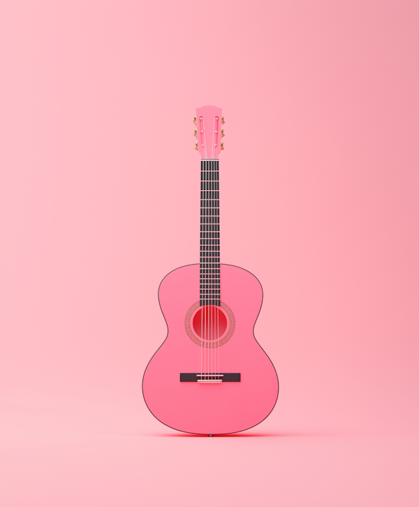 Pink Guitar on Light Pink Background