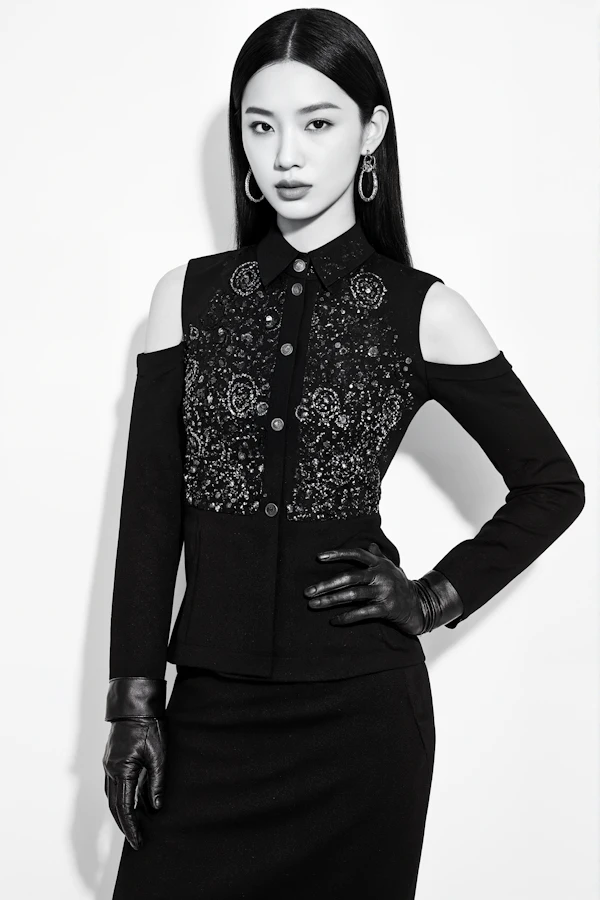 Stylish Woman in Black Outfit