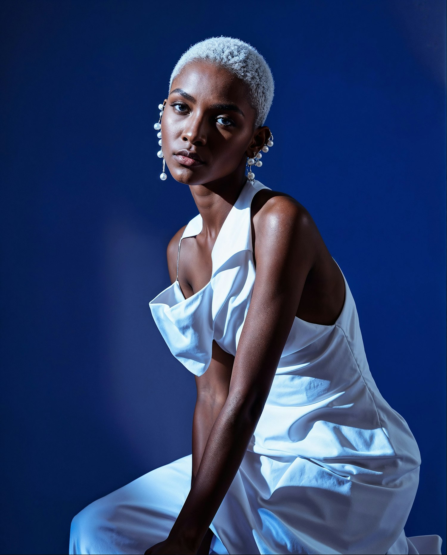 Elegant Portrait with Platinum Blonde Hair