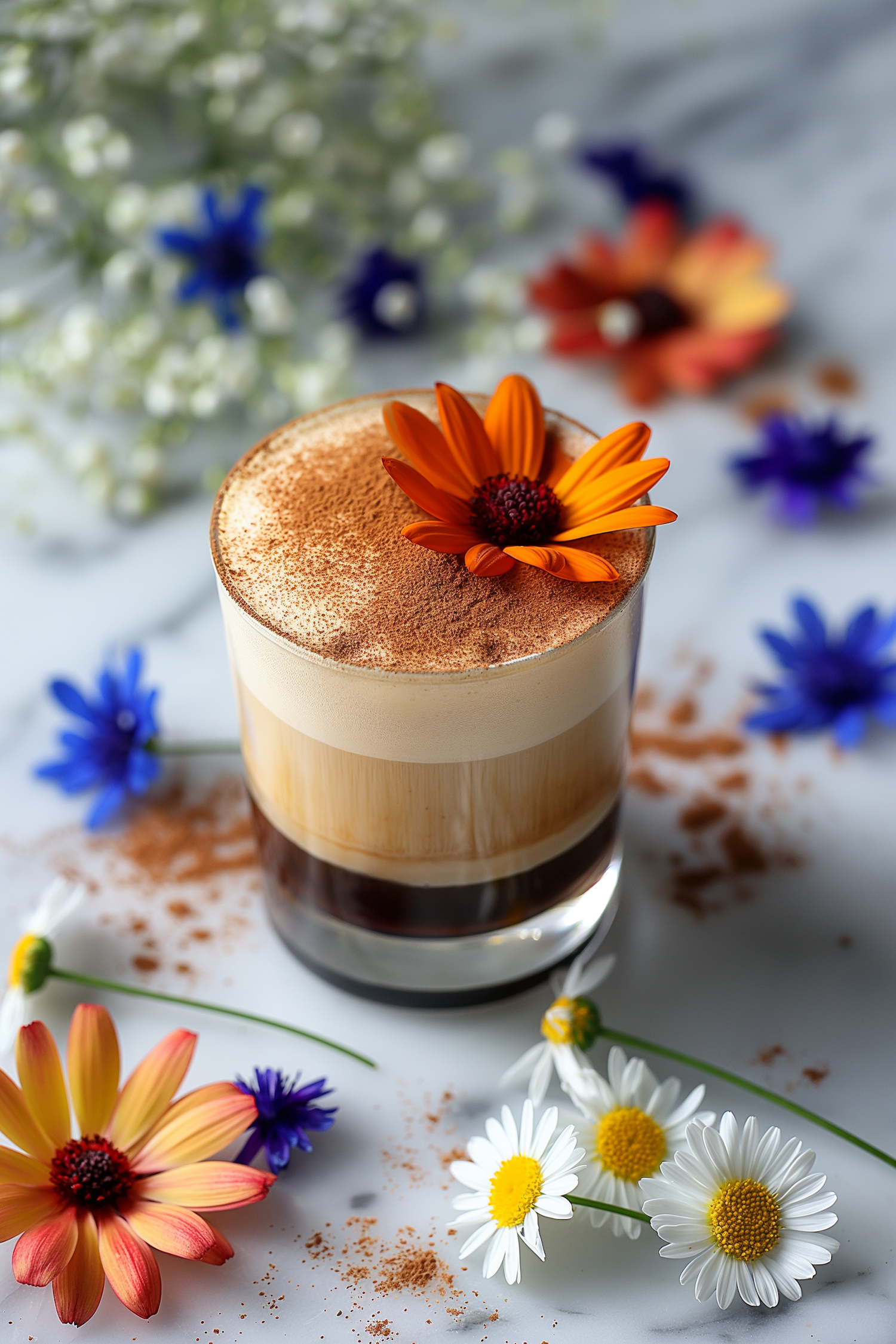 Artistic Coffee and Flowers