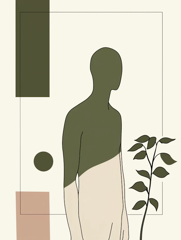 Minimalist Human Figure with Plant