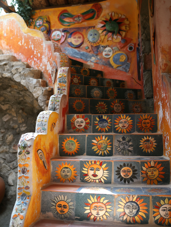 Artistic Celestial-themed Staircase