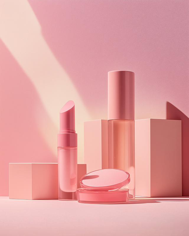 Cosmetic Products on Pink Background