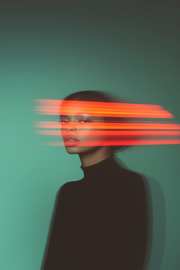 Futuristic Portrait with Light Streaks