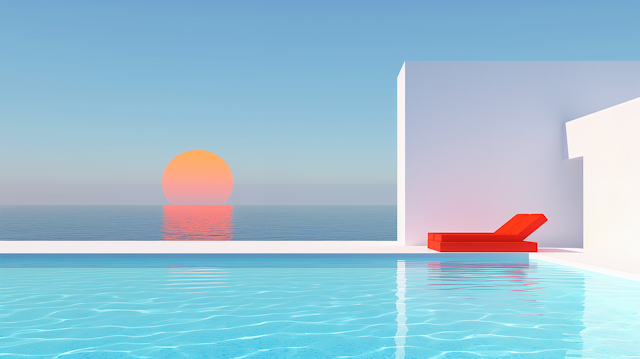 Serene Outdoor Infinity Pool Sunset