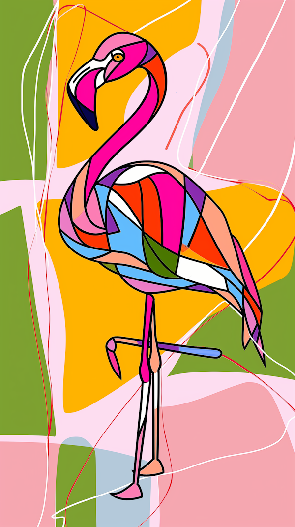 Colorful Abstract Flamingo Illustration