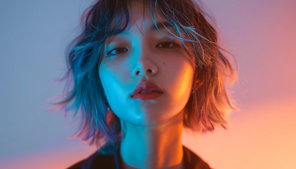 Serene Portrait in Contrasting Lighting