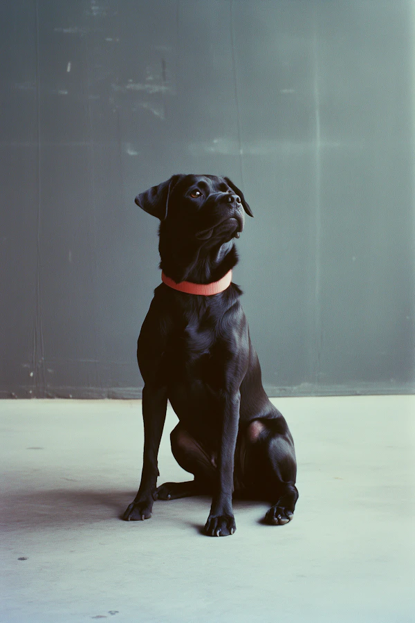 Black Dog with Red Collar