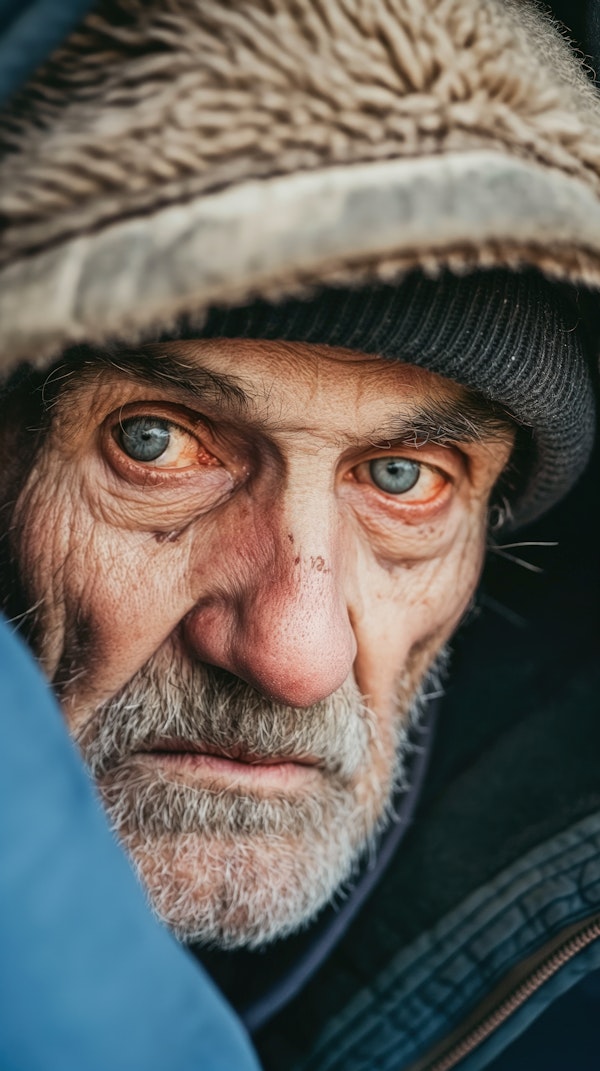 Elderly Man in Fur-lined Hat