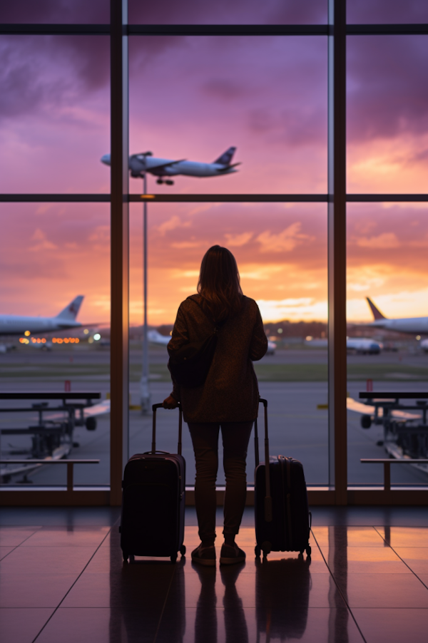 Contemplative Traveler at Sunset Terminal