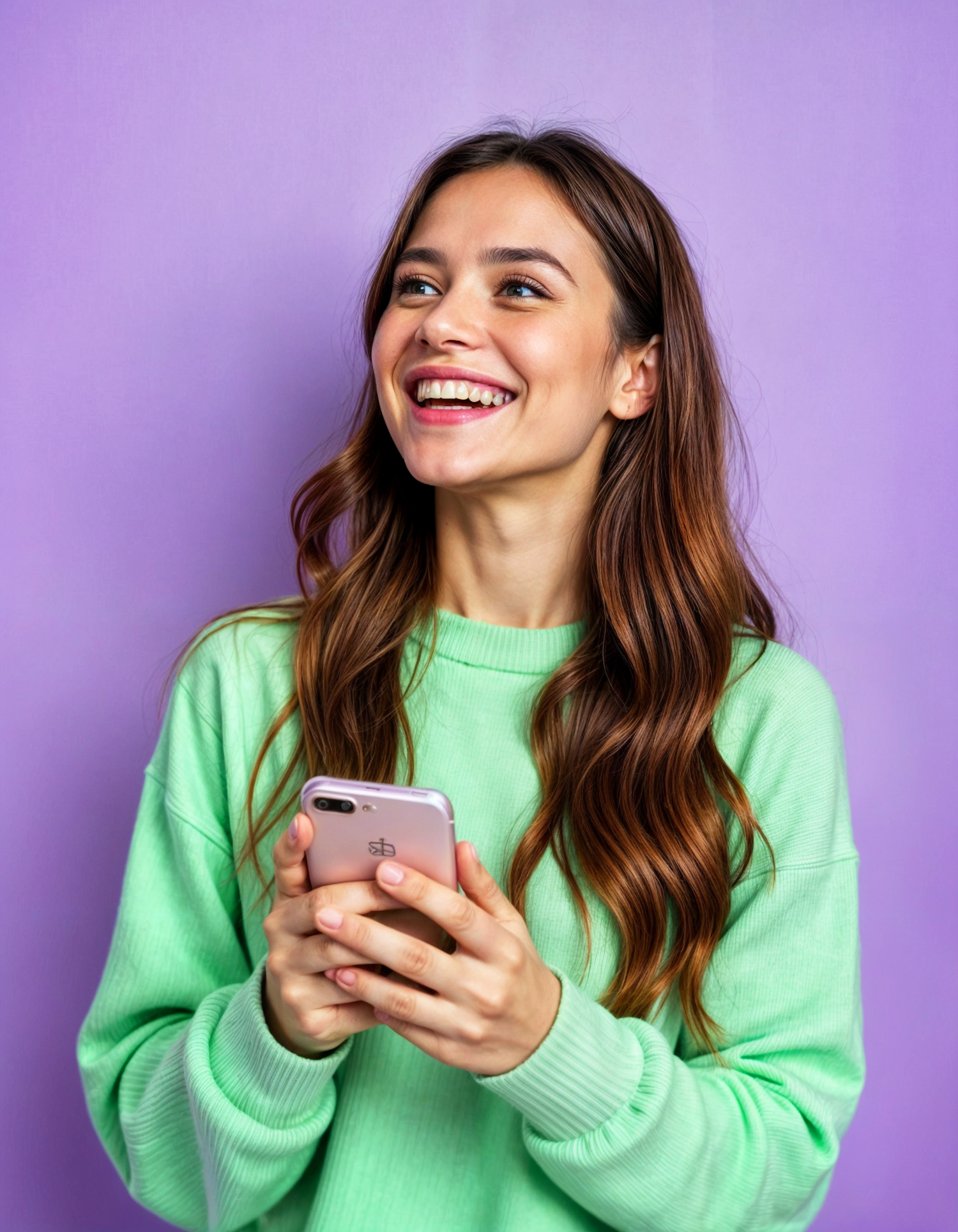 Joyful Woman with Smartphone