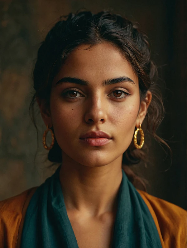 Portrait of a Woman with Gold Hoop Earrings