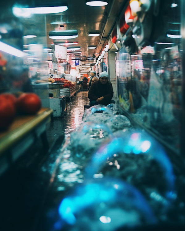 Contemplative Market-goer in Repose