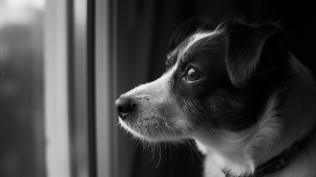 Contemplative Border Collie in Profile