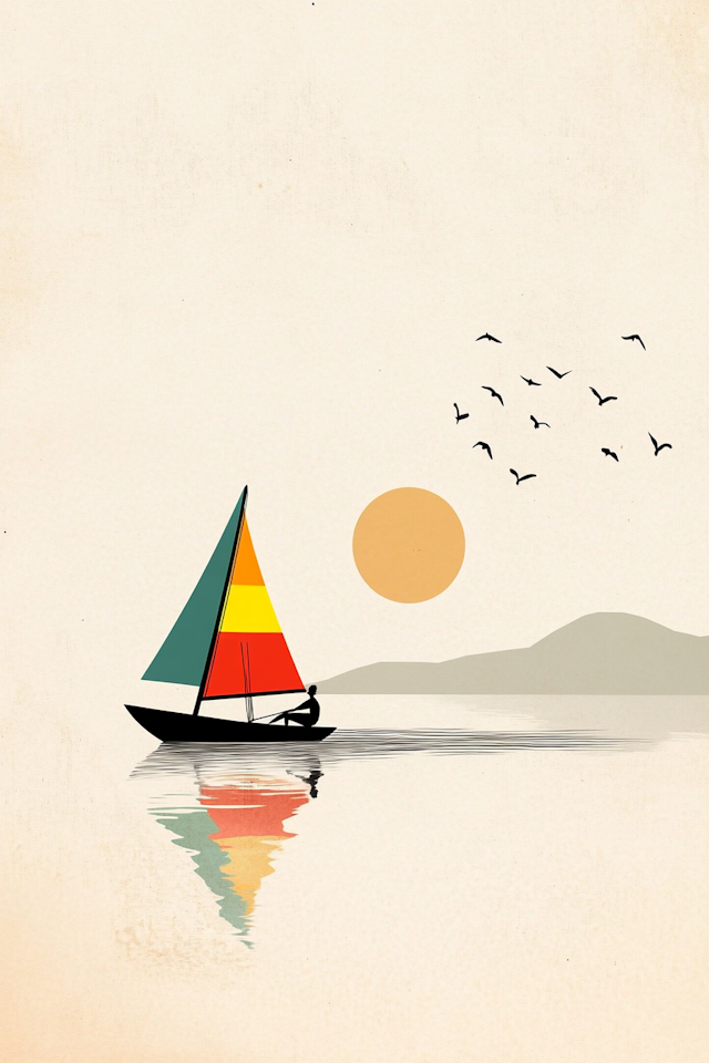 Minimalist Sailboat Scene