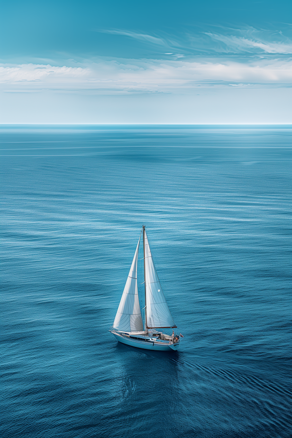 Lone Sailboat on the Calm Ocean