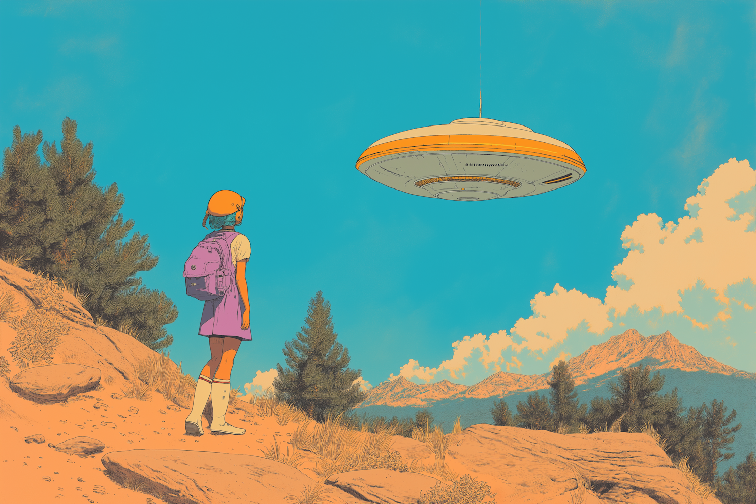 Girl and UFO Encounter