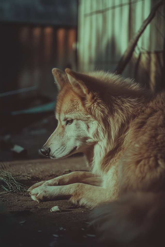 Golden-Brown Dog in Serene Setting