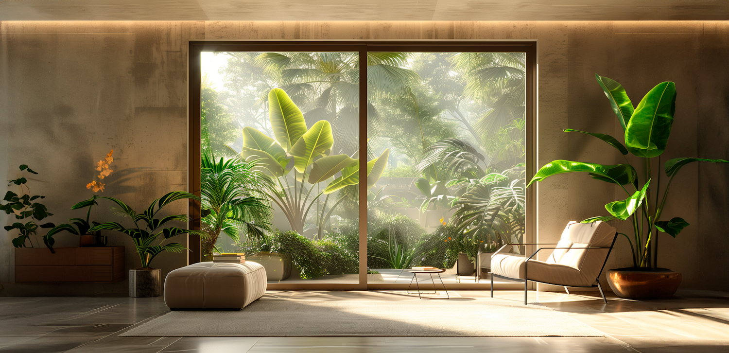 Tranquil Interior with Lush Outdoor View