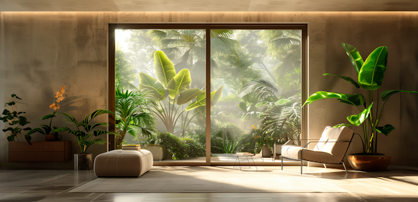 Tranquil Interior with Lush Outdoor View