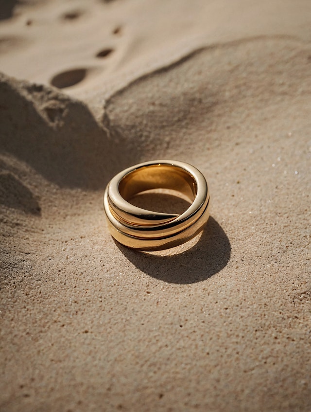 Gold Ring on Sand