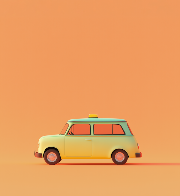 Vintage-Style Illustrated Taxi