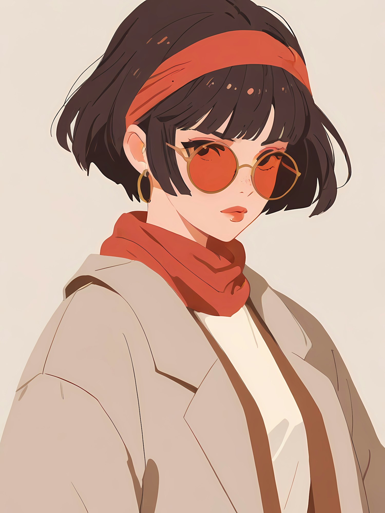 Stylized Portrait with Red Accents