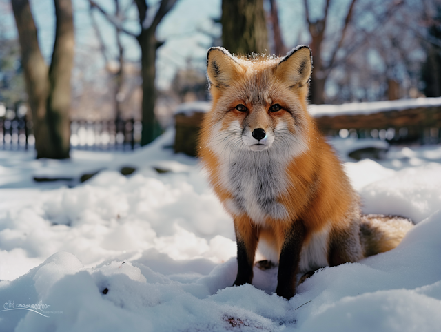 Vivid Red Fox in Winter