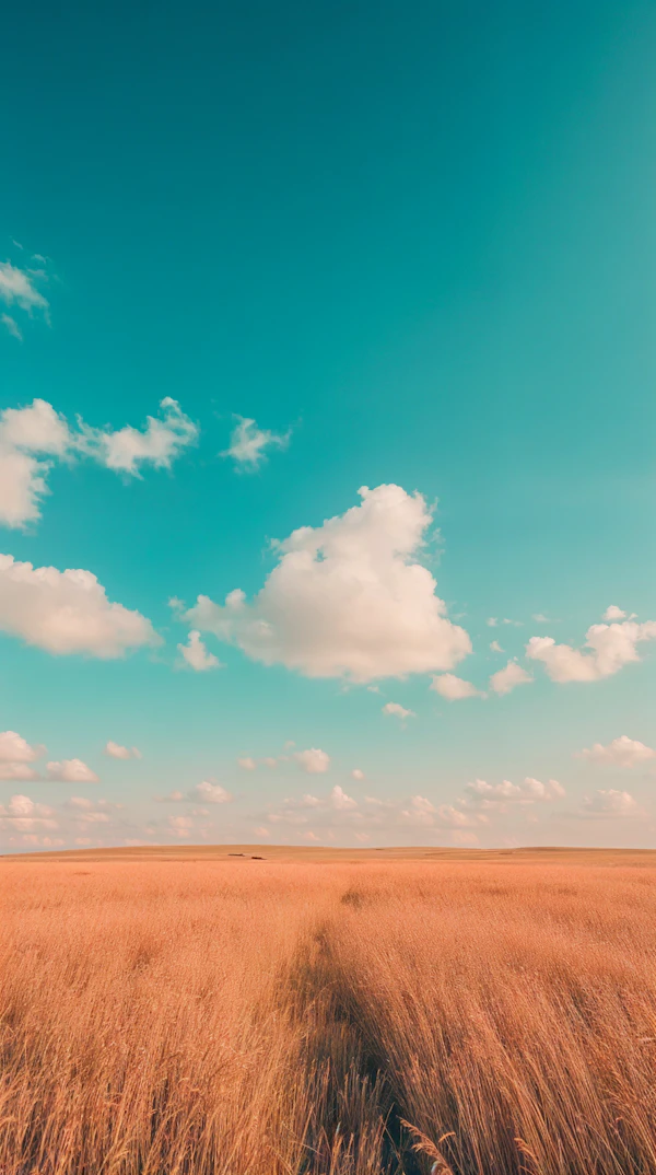 Golden Wheat Field Under Blue Sky