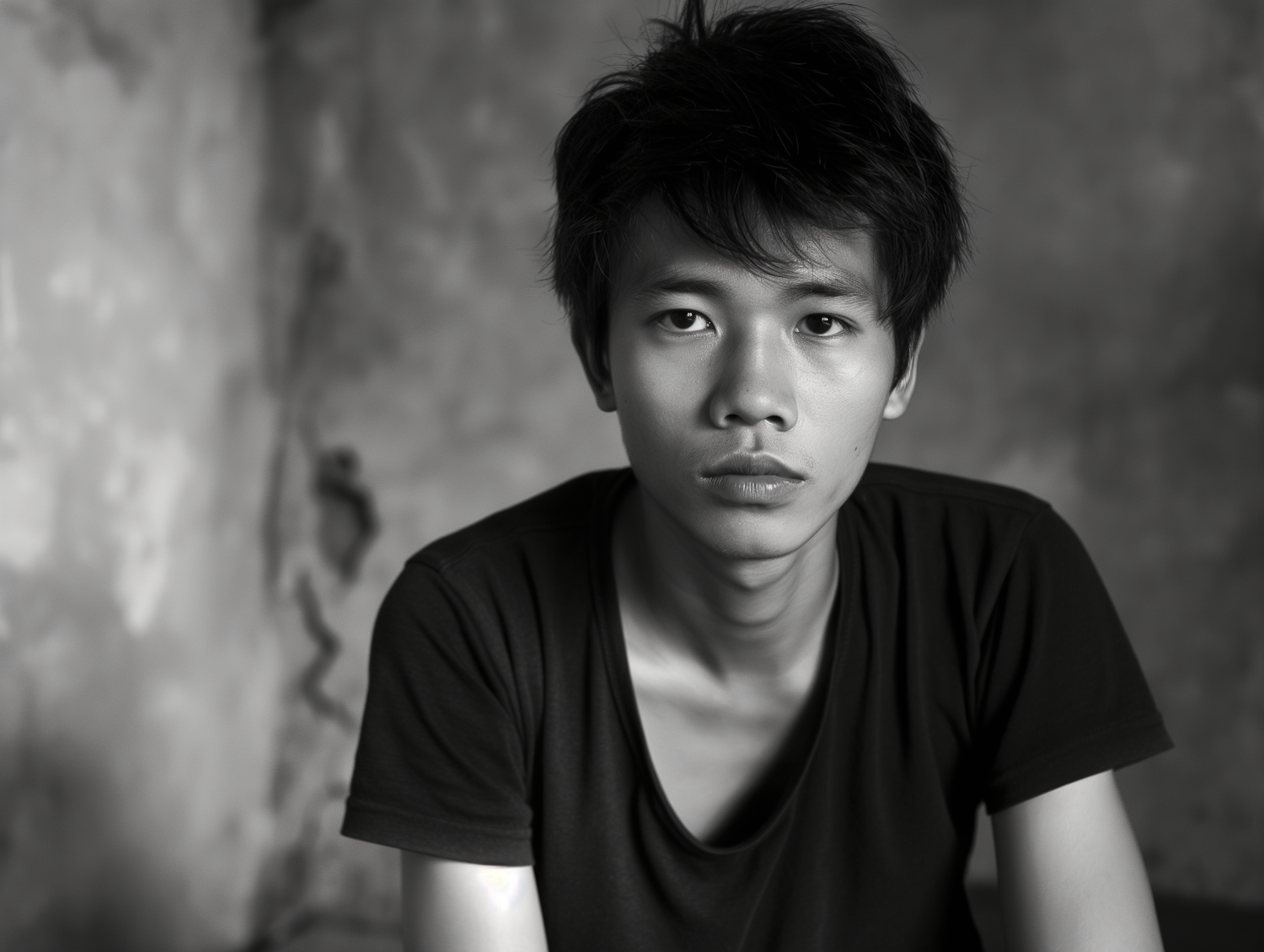 Monochrome Asian Youth Portrait