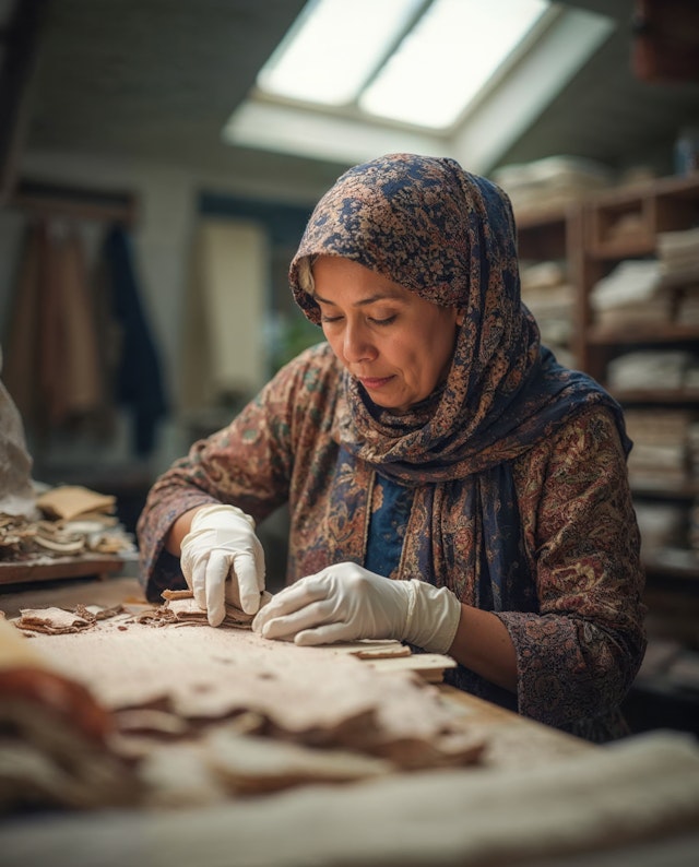 Woman Focused on Restoration Work