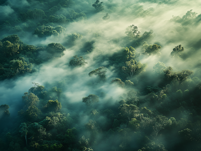 Misty Forest Aerial View