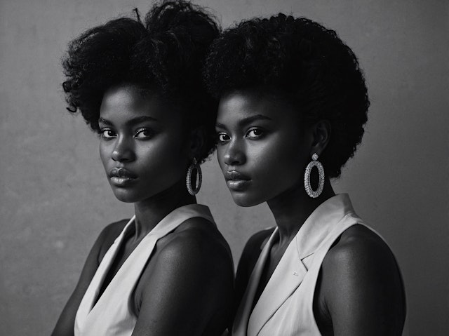 Twin Women in Black and White