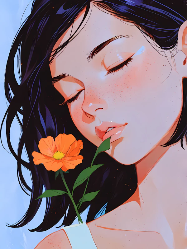 Serene Woman with Flower