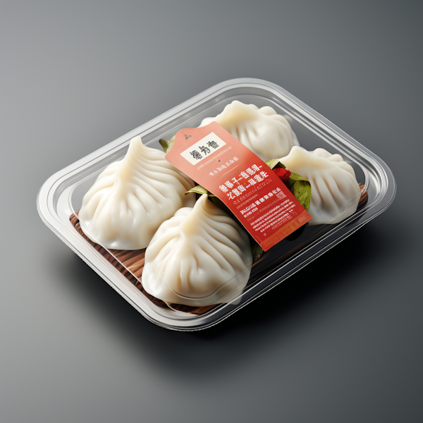 Traditional Steamed Xiao Long Bao Dumplings in Packaged Tray