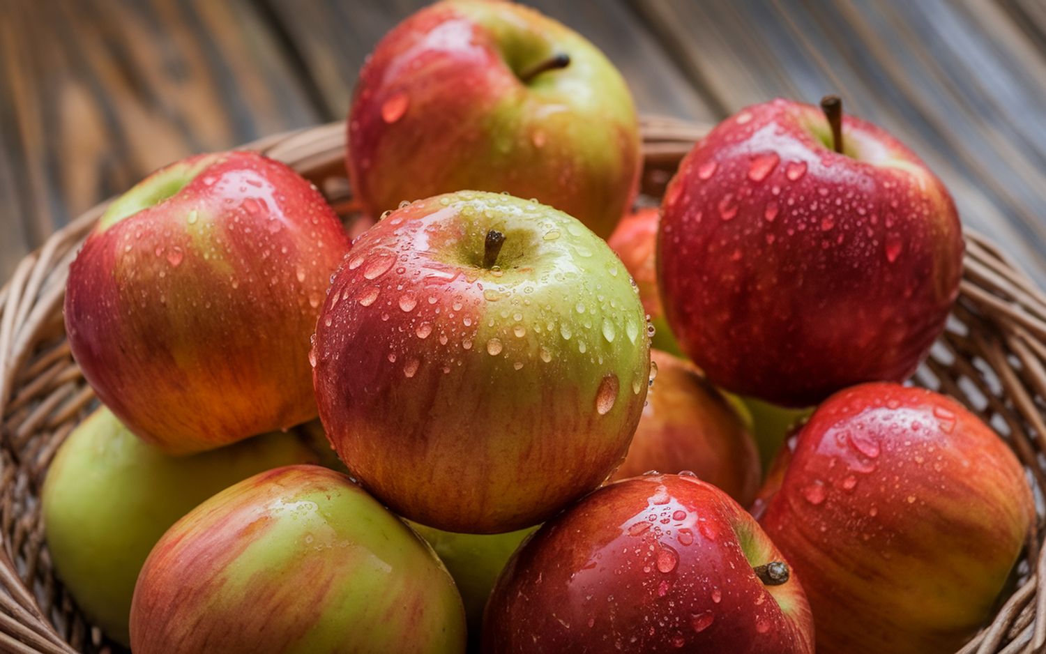 Fresh Washed Apples in Basket