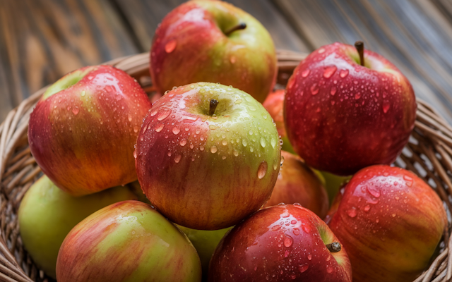 Fresh Washed Apples in Basket