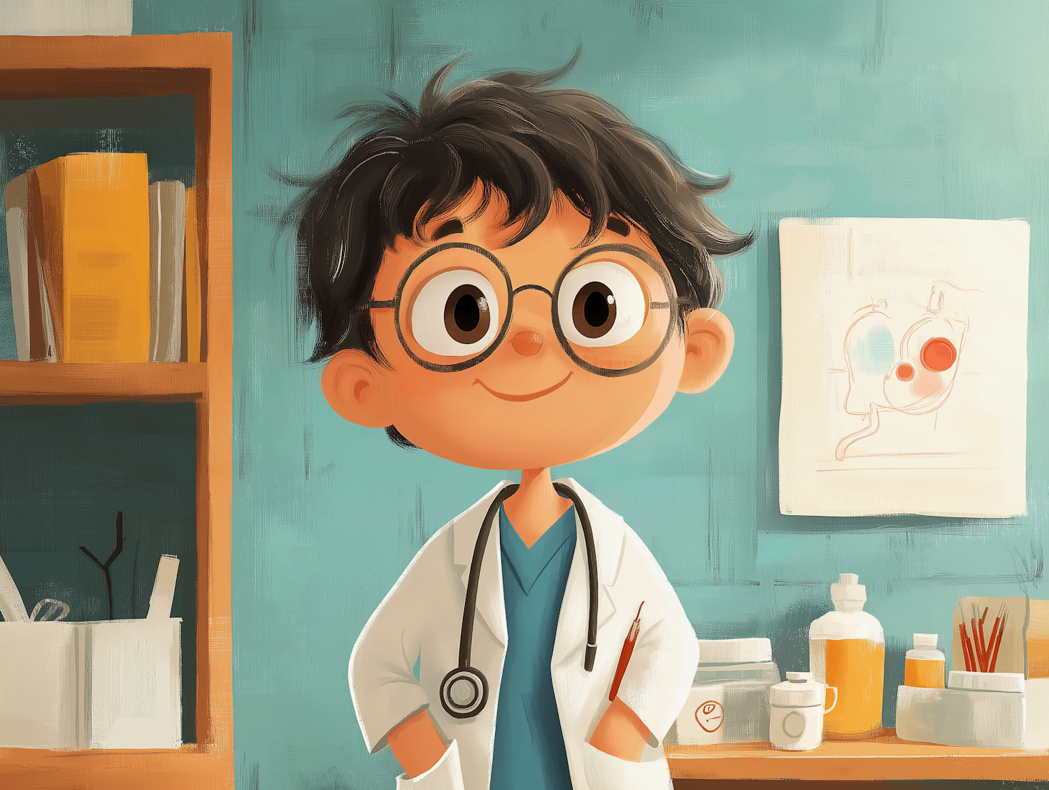 Cartoon Boy Scientist